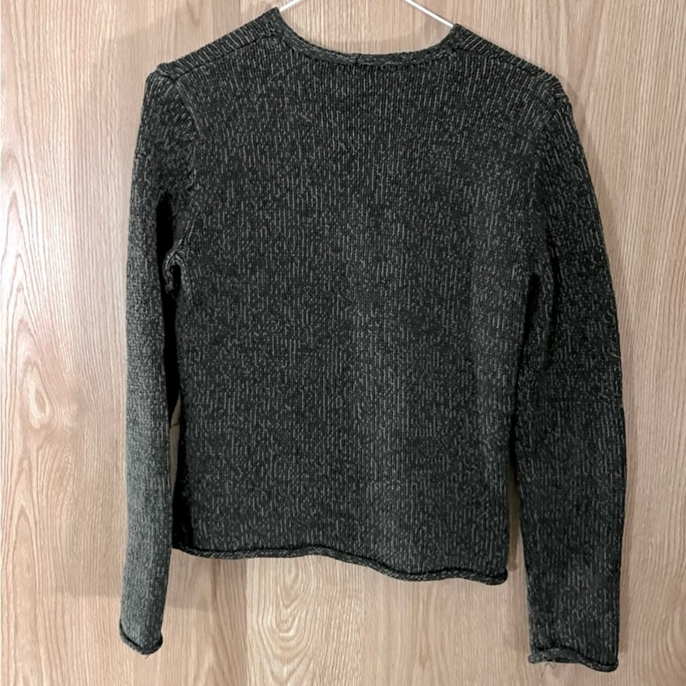 Pullover Thick Knit Military Green Cropped Sweater - Picture 2 of 5